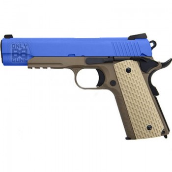 WE K Warrior Gas Blowback Pistol (Tan-Rail-Rubber Grip) 1911 Colt .45 Style