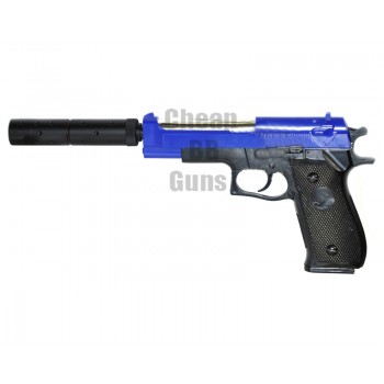 Double Eagle Spring Powered M22 M9 Airsoft Pistol with Suppressor