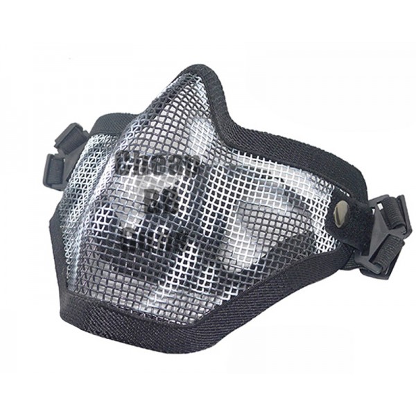Big Foot V1 Strike Steel Half Face Mask (Two Belt Version - Skull) (Black)