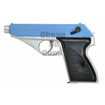 Gas powered SRC Walther PPK Pistol (Silver and Blue)